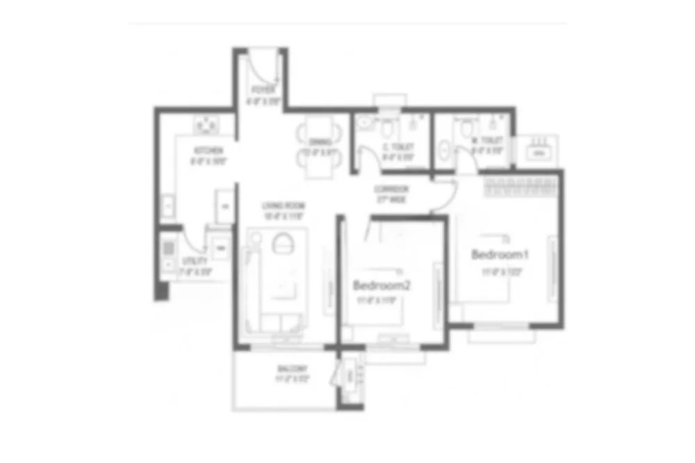 2 BHK Floor Plan